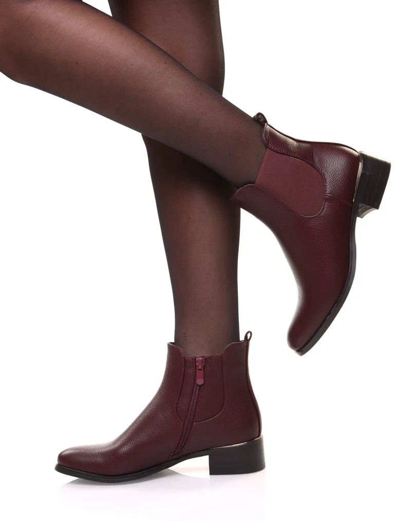 Chelsea boots bordeaux à liseré doré