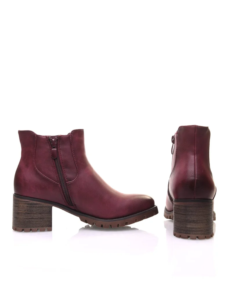 Chelsea boots bordeaux à élastiques rayés