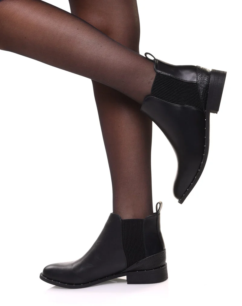 Bottines noires élastiques à empiècements