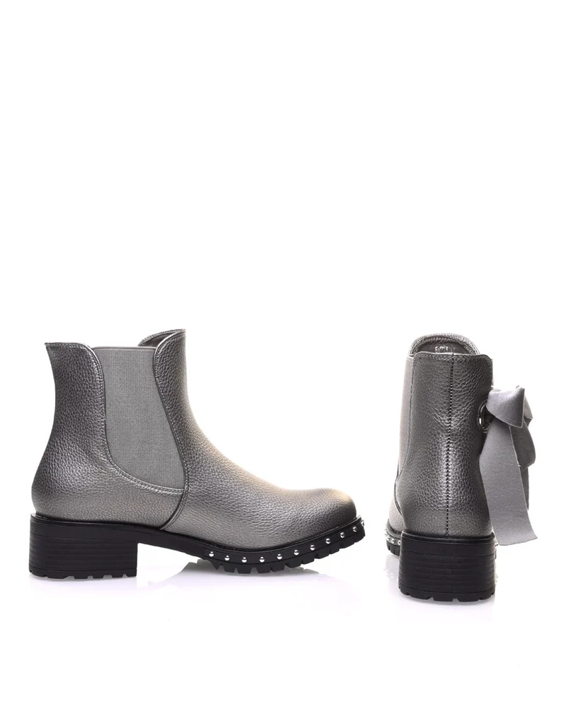 Bottines argentées à noeud