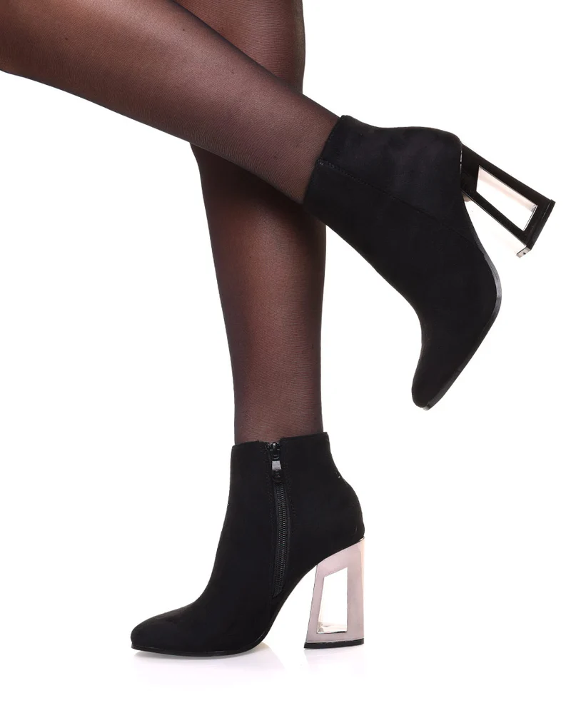 Bottines à talon graphique métallisé