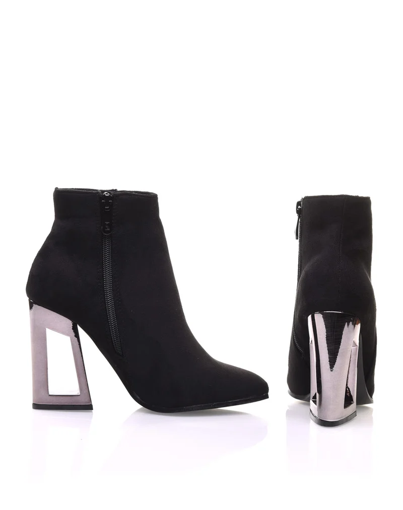 Bottines à talon graphique métallisé