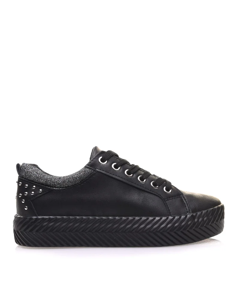 Baskets noires semelles épaisses à motifs