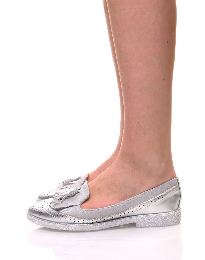 Mocassins gris perforés