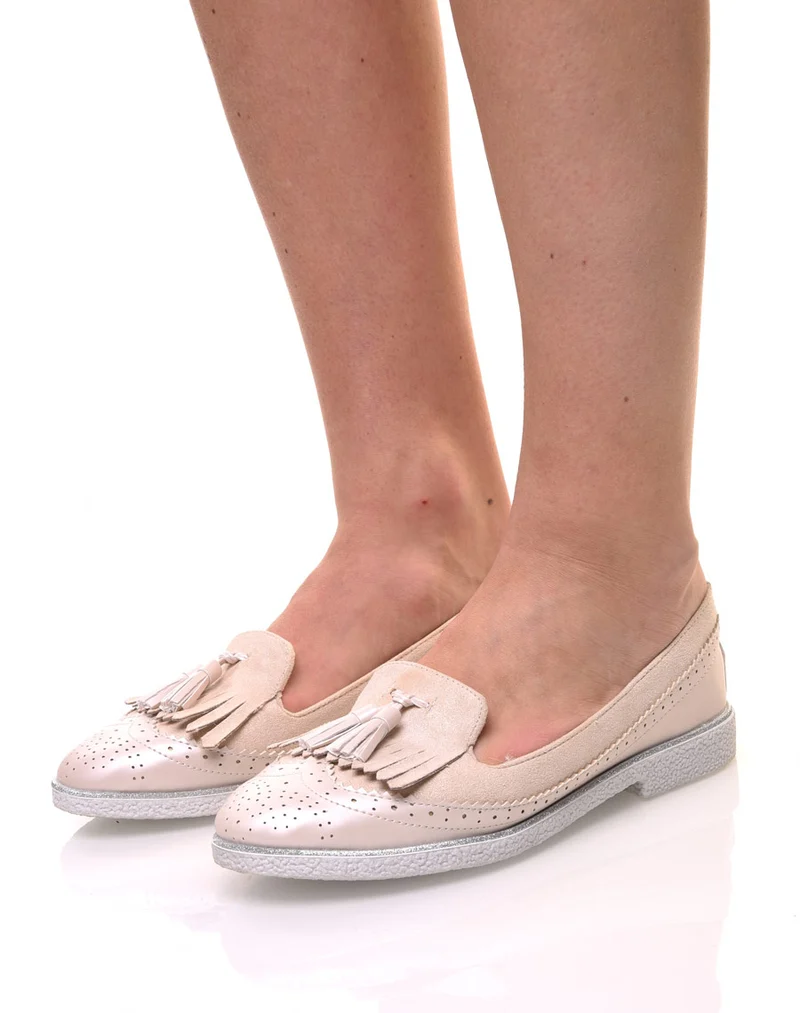 Mocassins beiges perforés