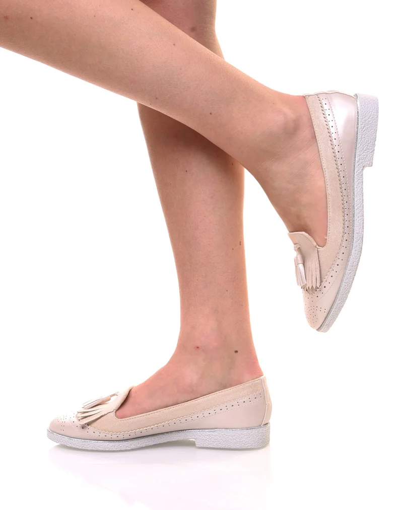 Mocassins beiges perforés