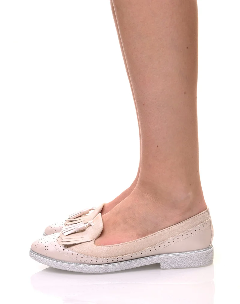 Mocassins beiges perforés