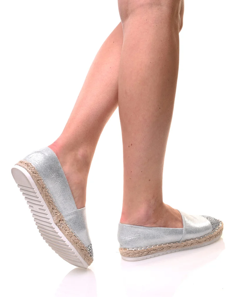 Espadrilles grises effet brillant