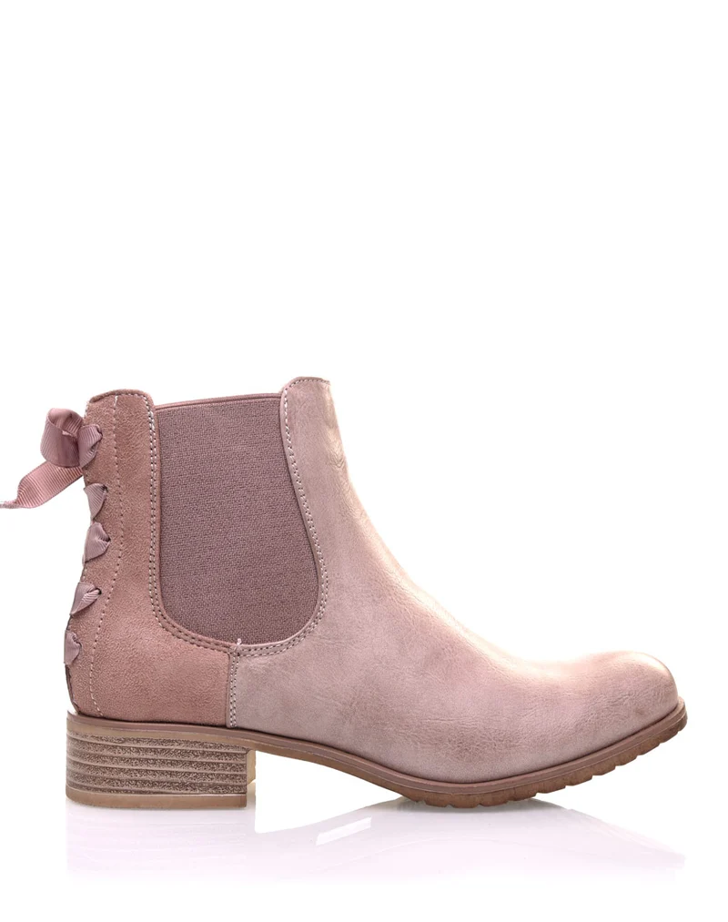 Chelsea Boots roses à nœuds