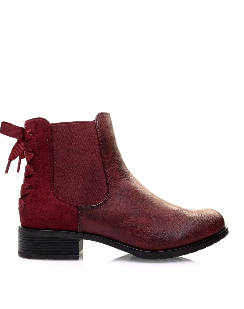 Chelsea boots bordeaux à noeuds