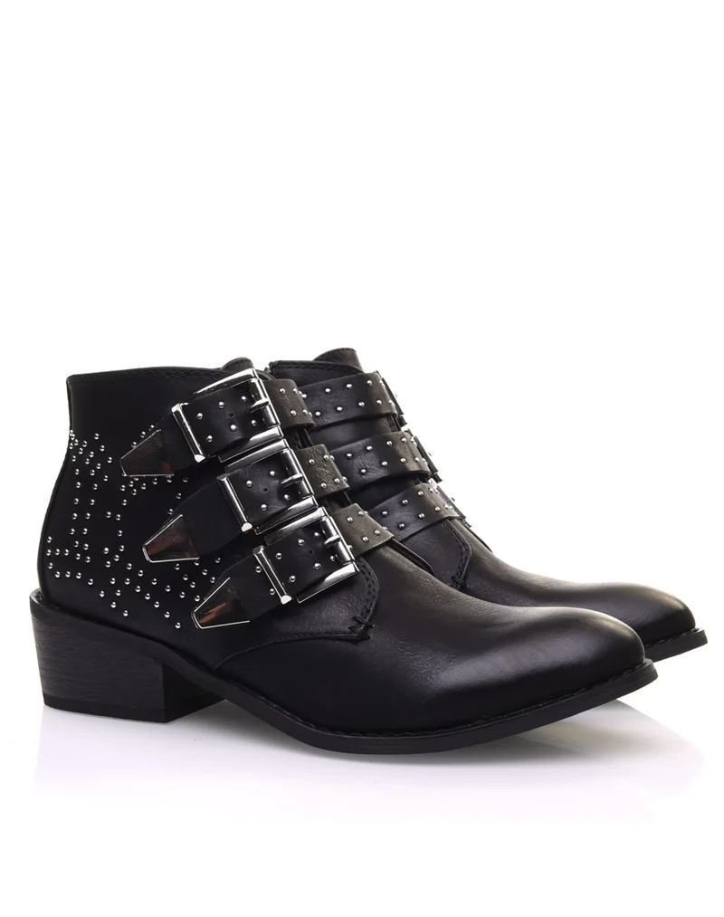 Bottines noires à trois brides