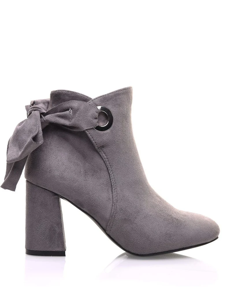 Bottines grises à n?ud