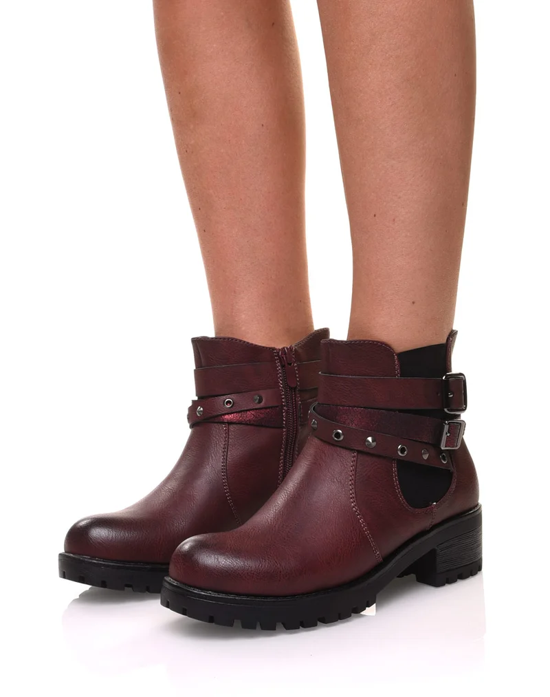 Bottines bordeaux différentes lanières