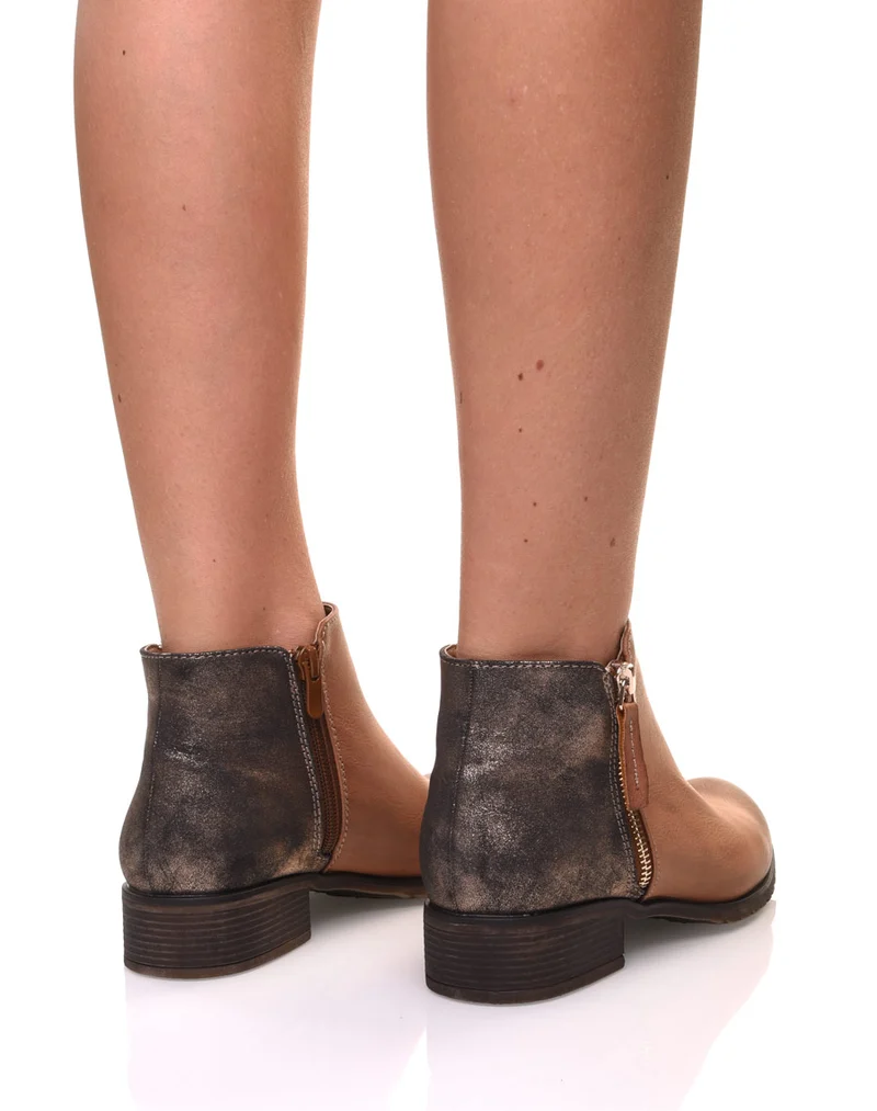 Bottines camel effet pailleté