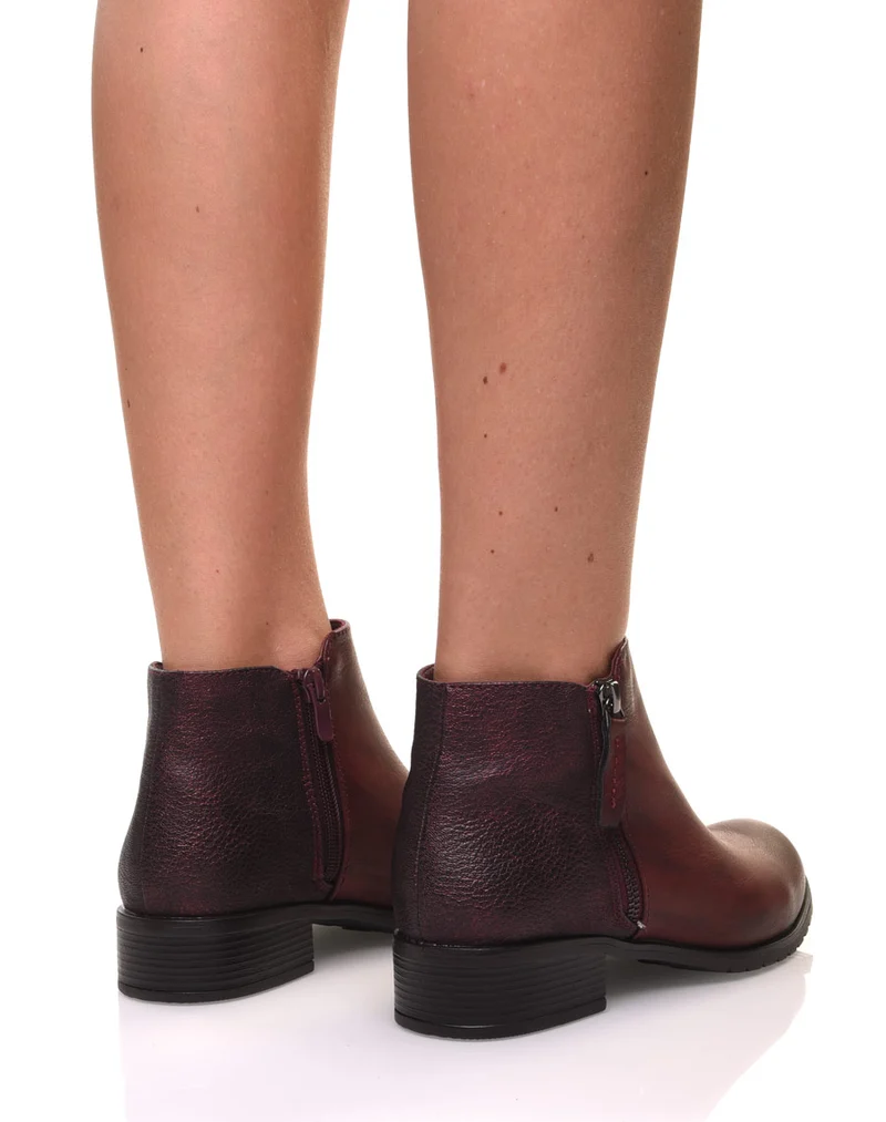 Bottines bordeaux effet pailleté