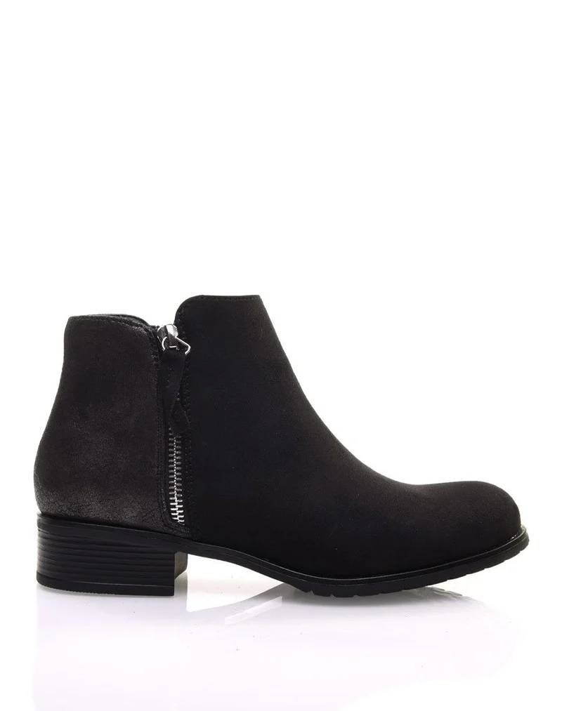 Bottines noires bi-matières