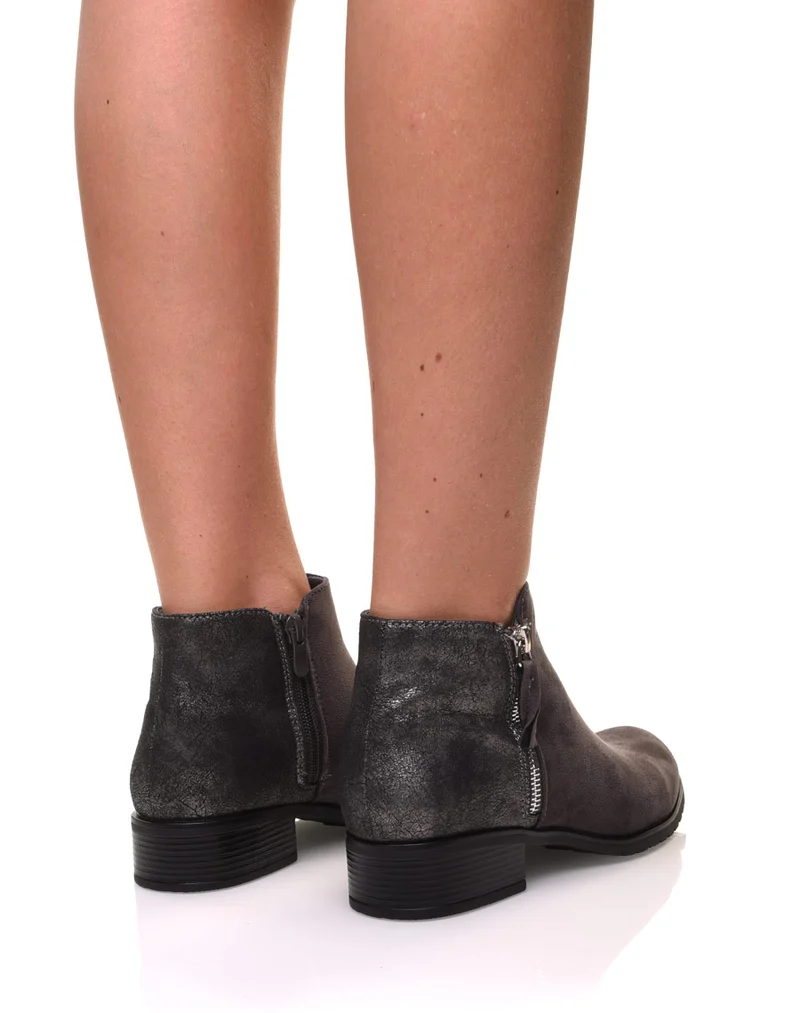 Bottines grises bi-matières
