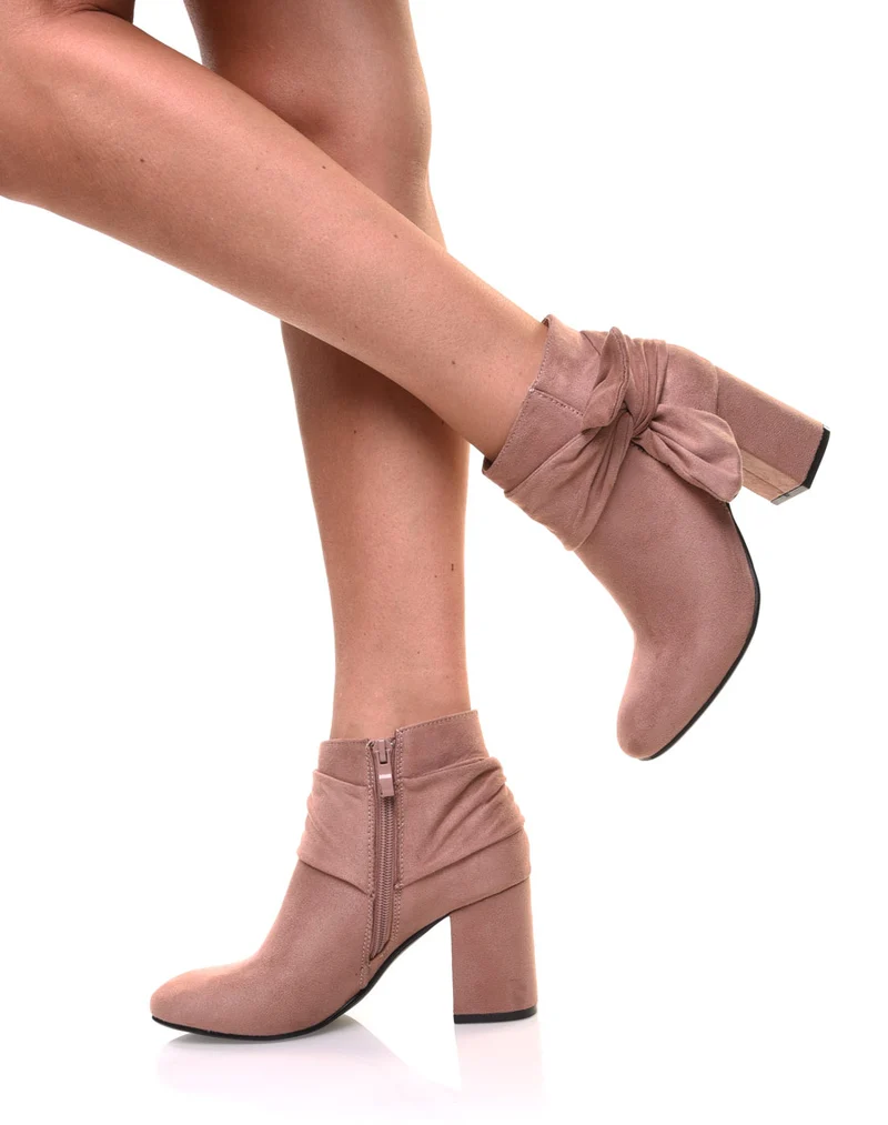 Bottines roses à n?ud