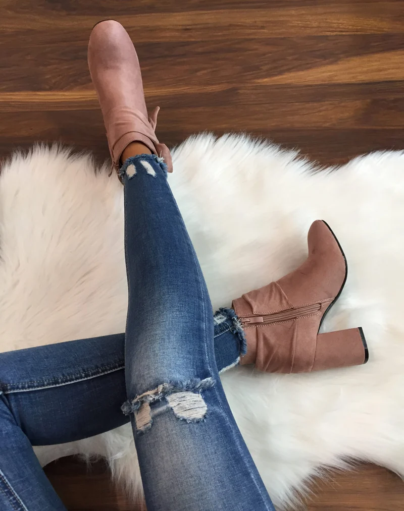 Bottines roses à n?ud