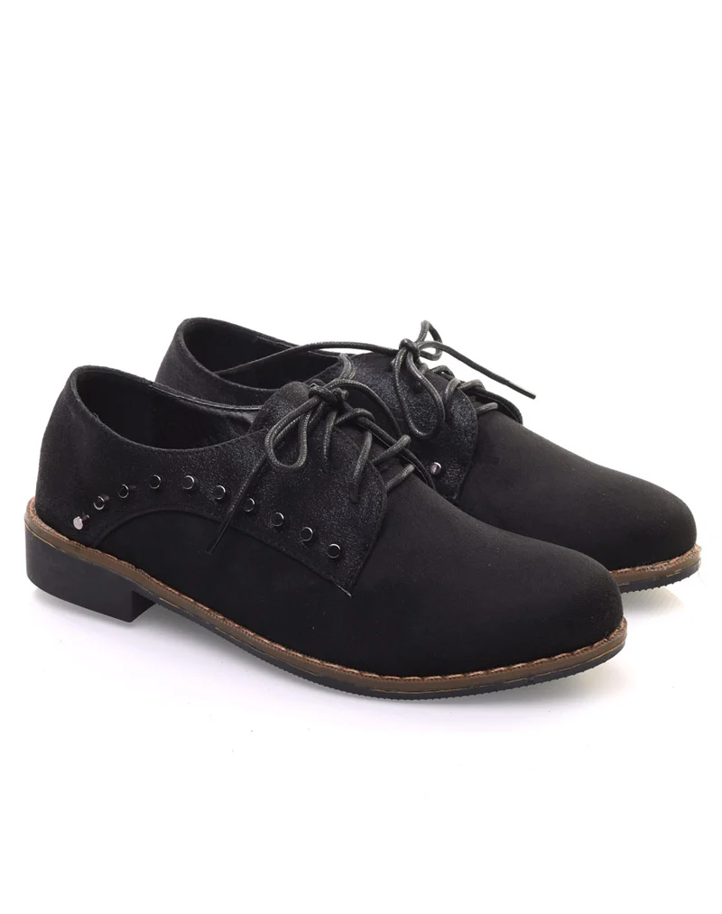 Derbies noires cloutées bi matières