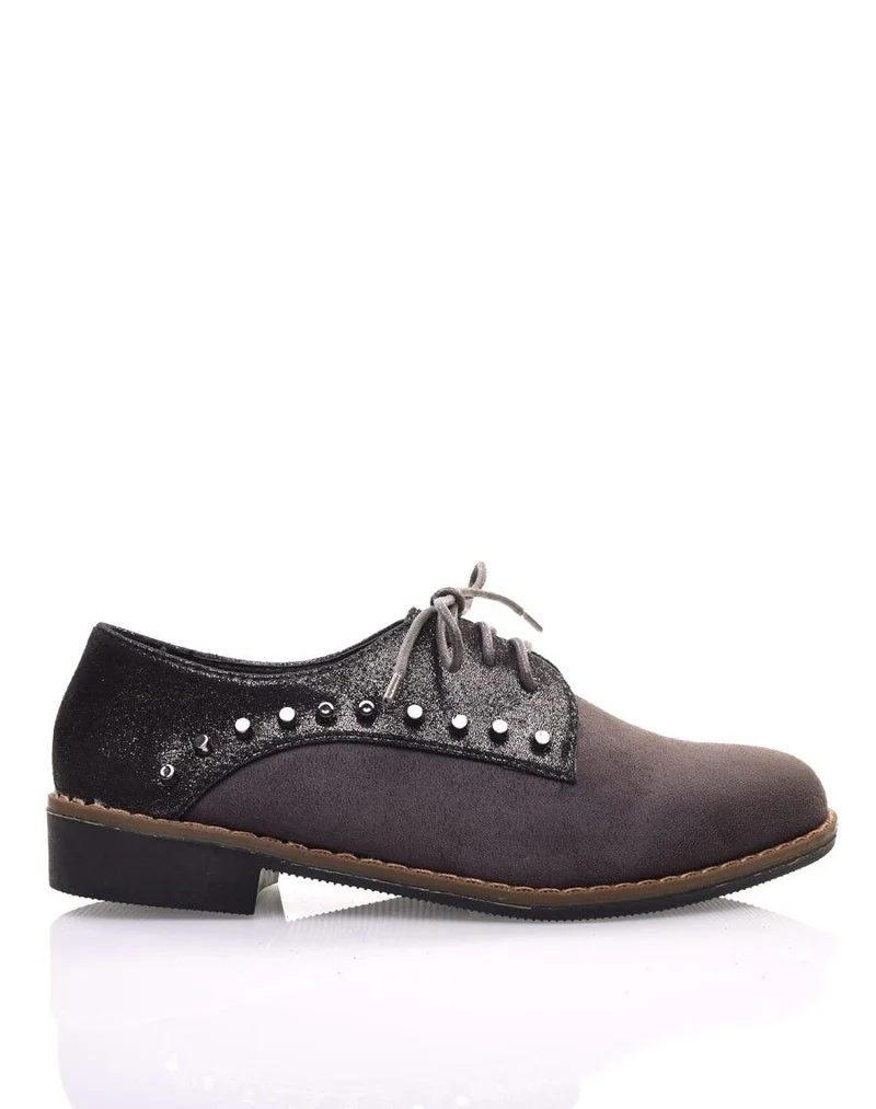 Derbies grises cloutées bi matières
