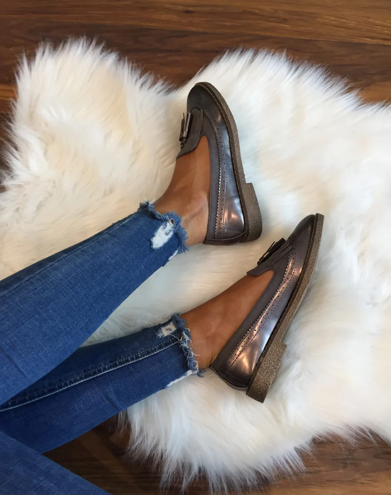 Mocassins ajourés gris