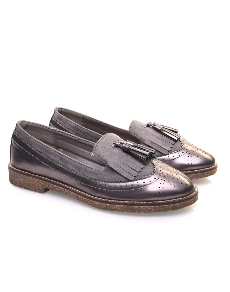 Mocassins ajourés gris
