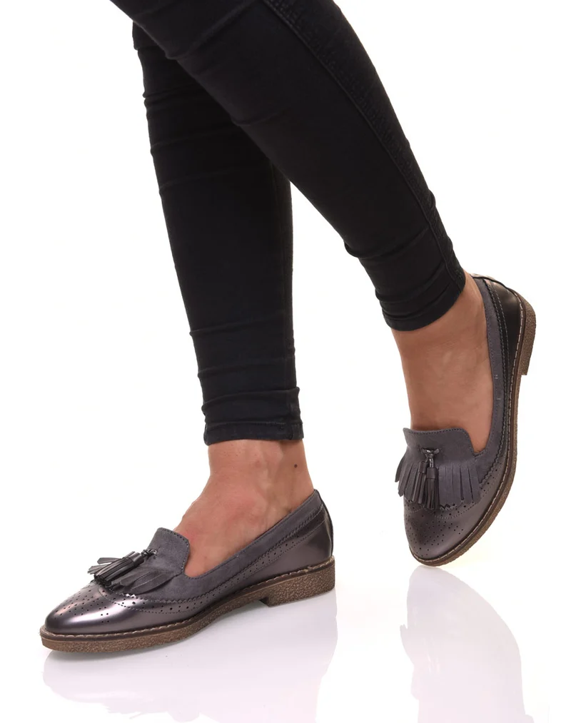Mocassins ajourés gris
