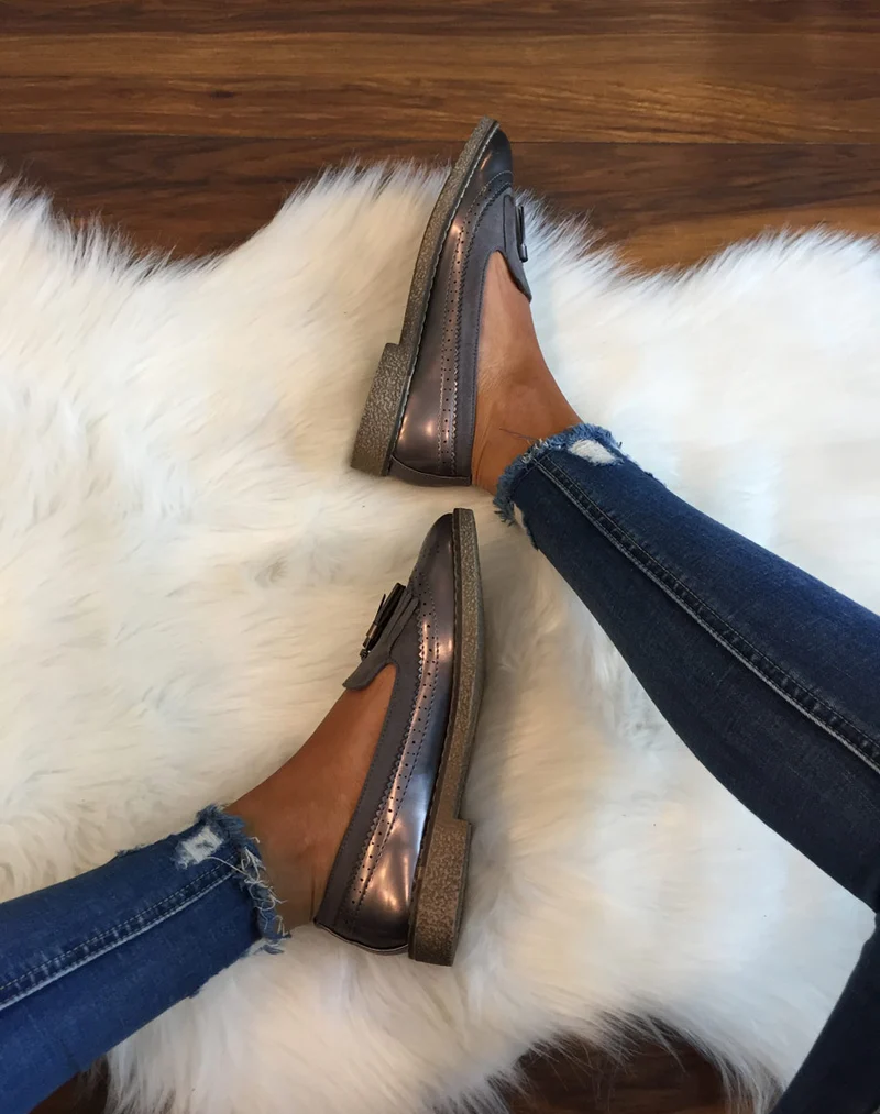 Mocassins ajourés gris