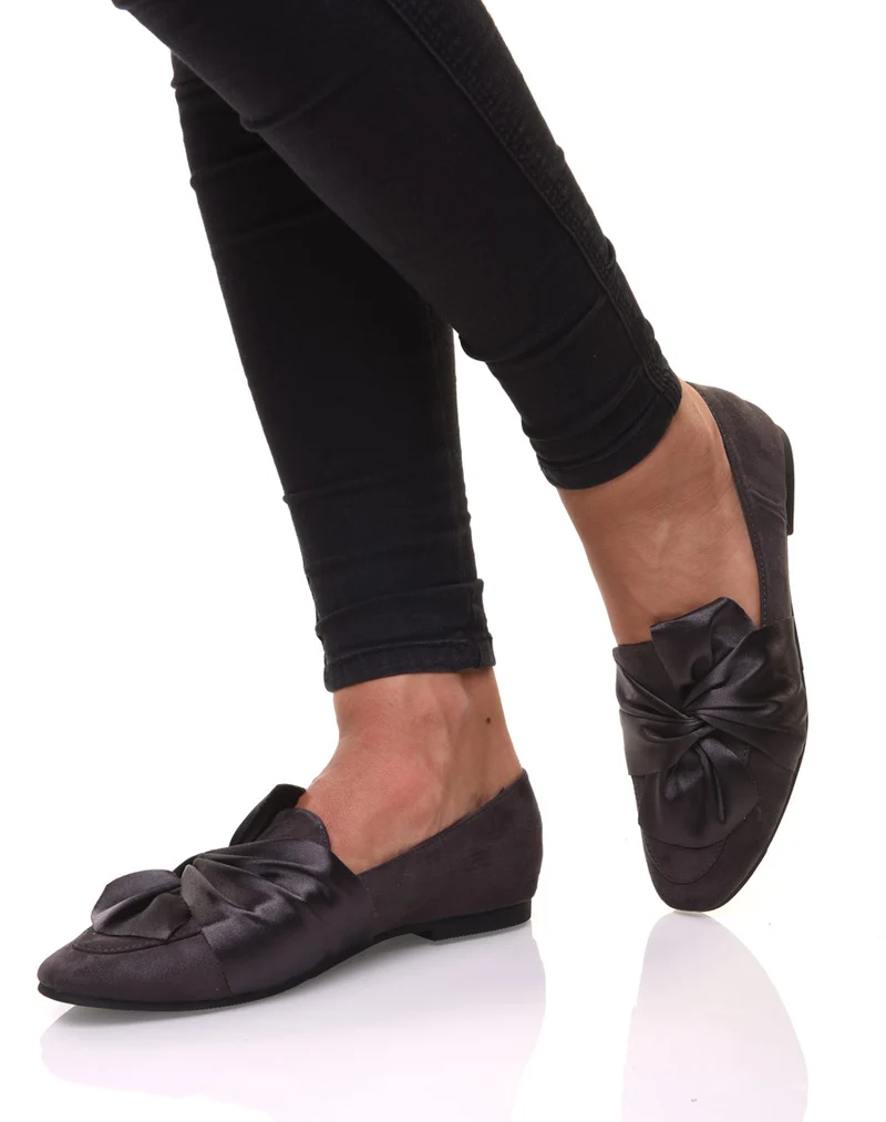 Slippers grises à noeud