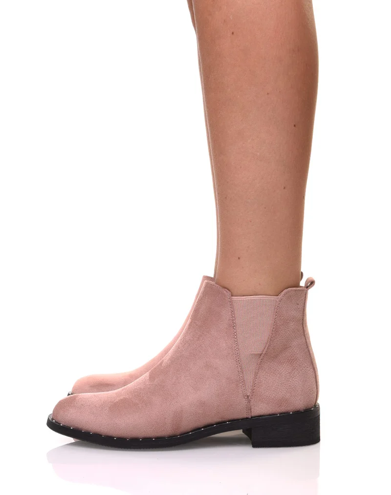 Bottines en suédine rose pale