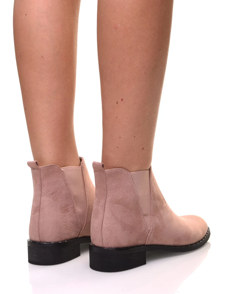 Bottines en suédine rose pale