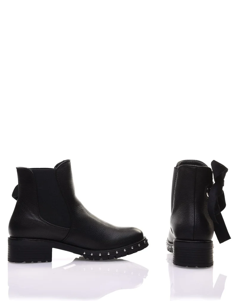 Bottines noires à noeud