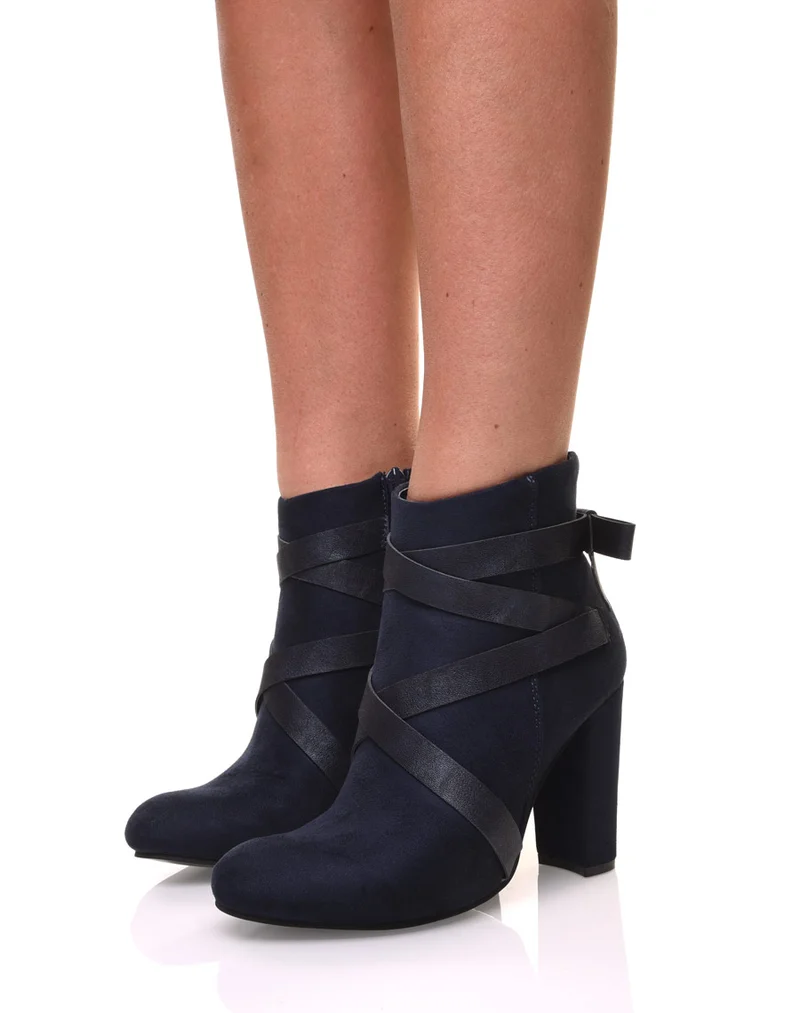 Bottines bleues en suédine