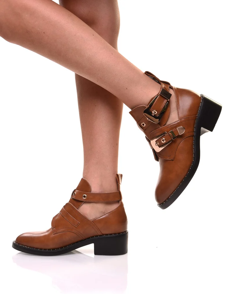Bottines ajourées camel