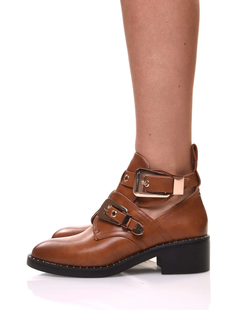 Bottines ajourées camel