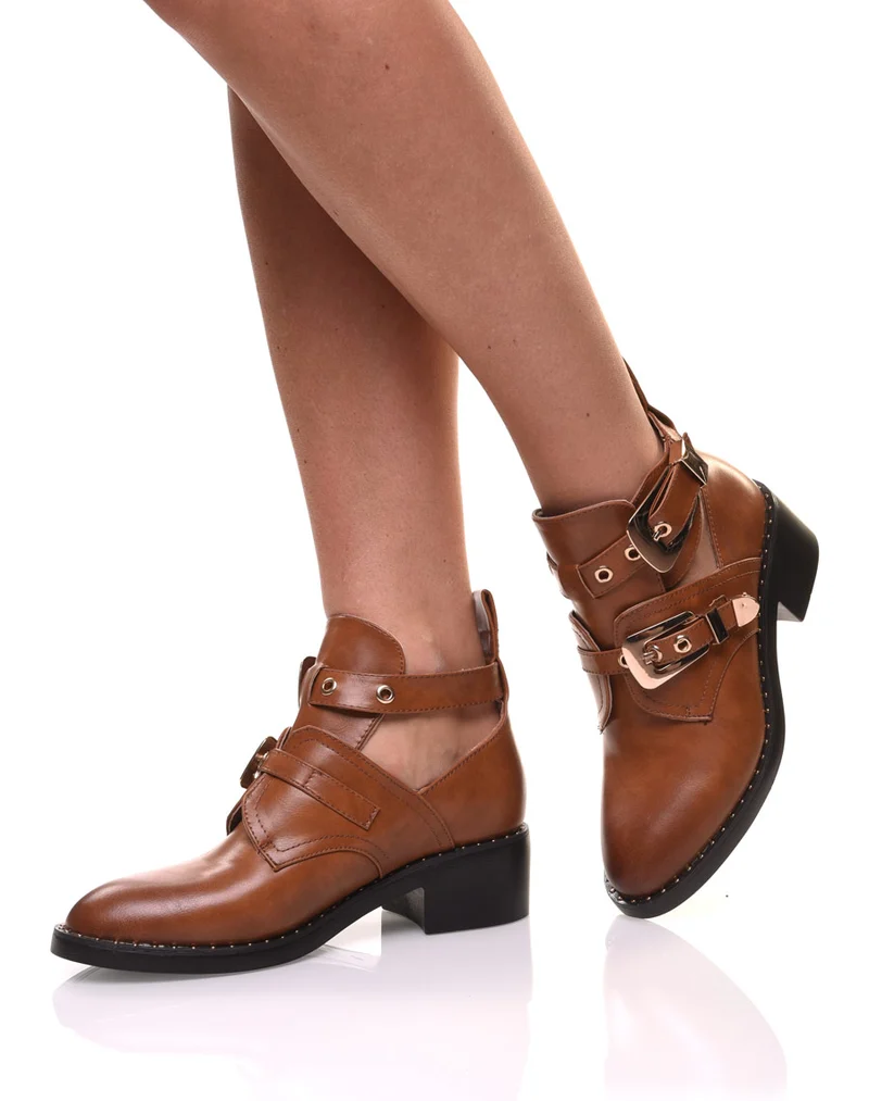 Bottines ajourées camel