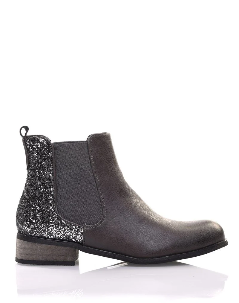Chelsea boots grises à paillettes