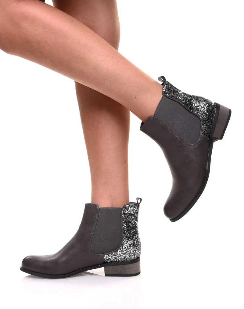 Chelsea boots grises à paillettes