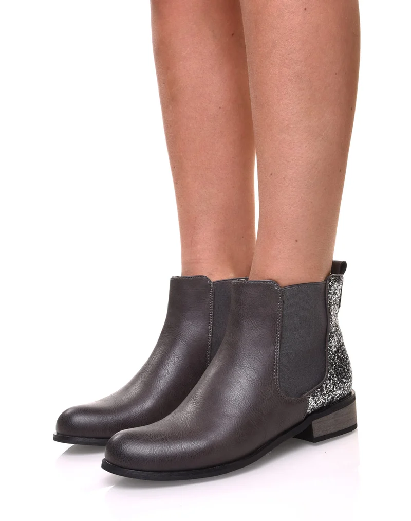 Chelsea boots grises à paillettes