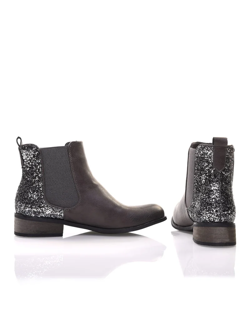 Chelsea boots grises à paillettes
