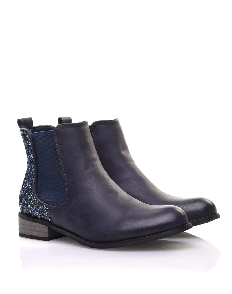 Chelsea boots bleues à paillettes
