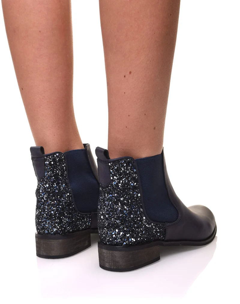 Chelsea boots bleues à paillettes