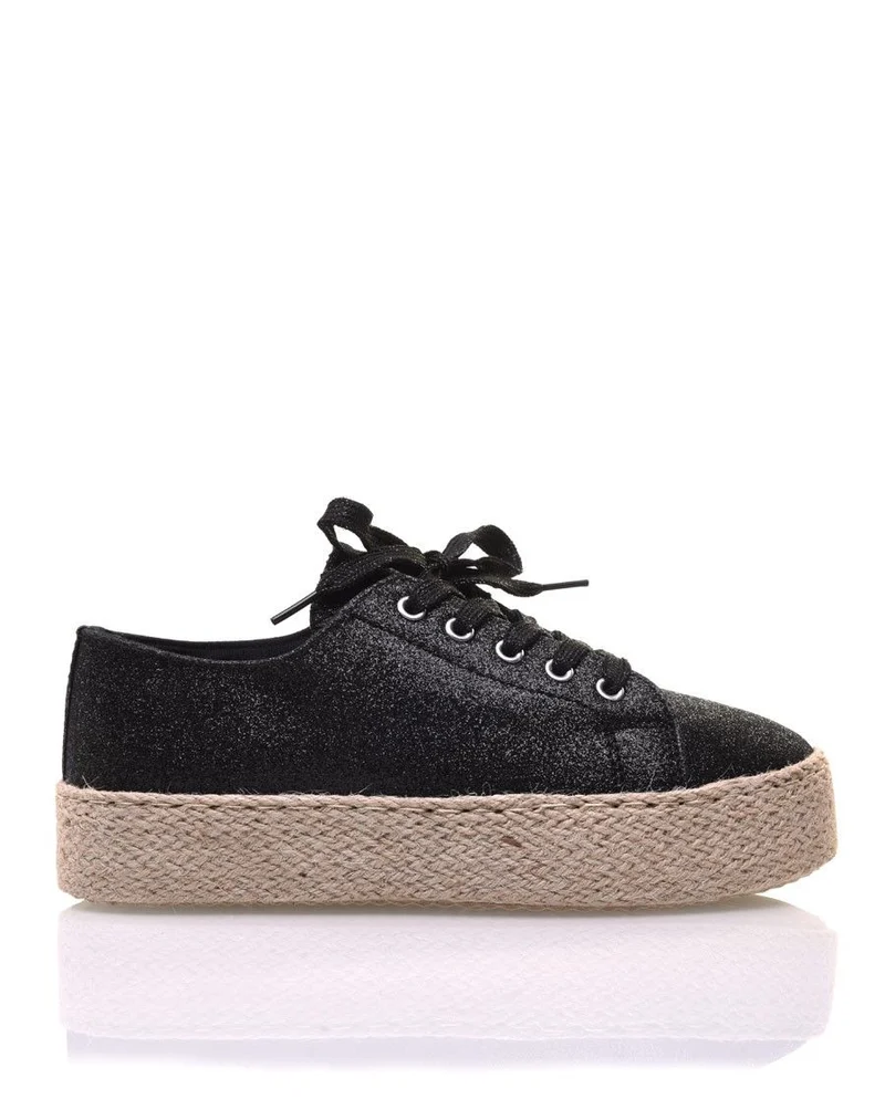 Espadrilles pailletées compensées noires