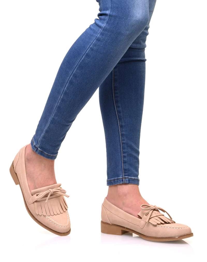 Mocassins beiges en suédine