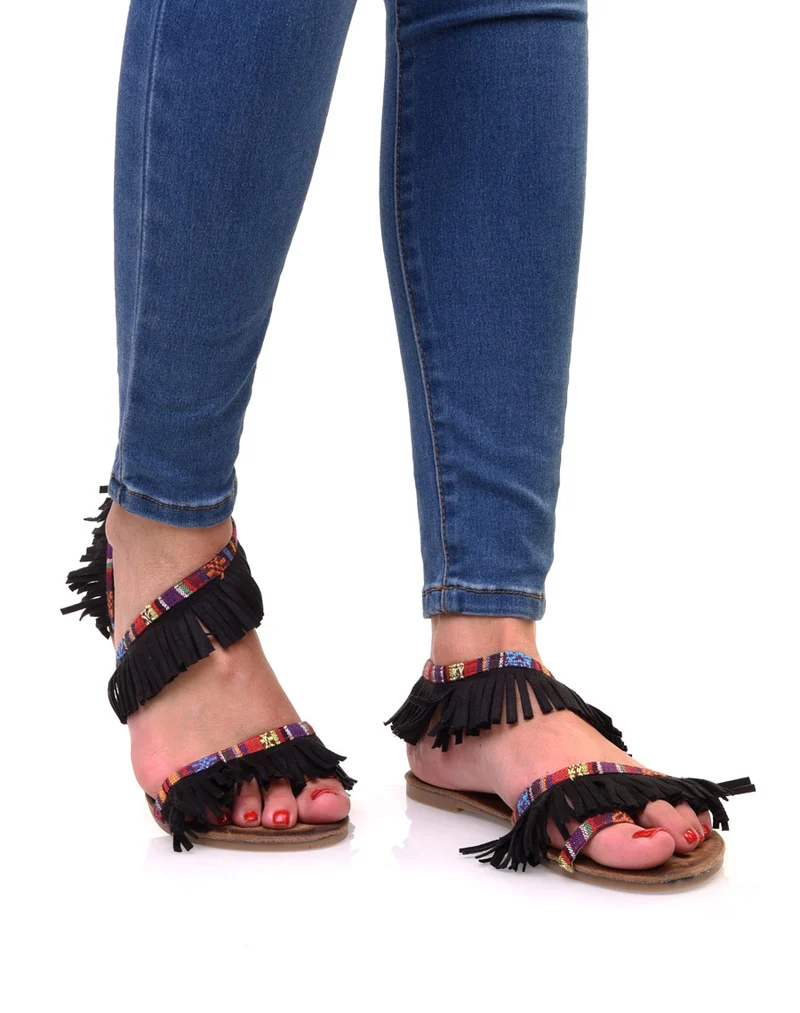 Nu-pieds noirs à franges