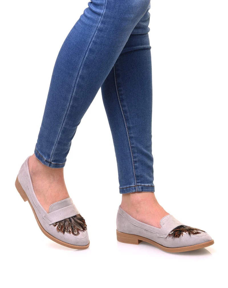 Mocassins gris en suédine
