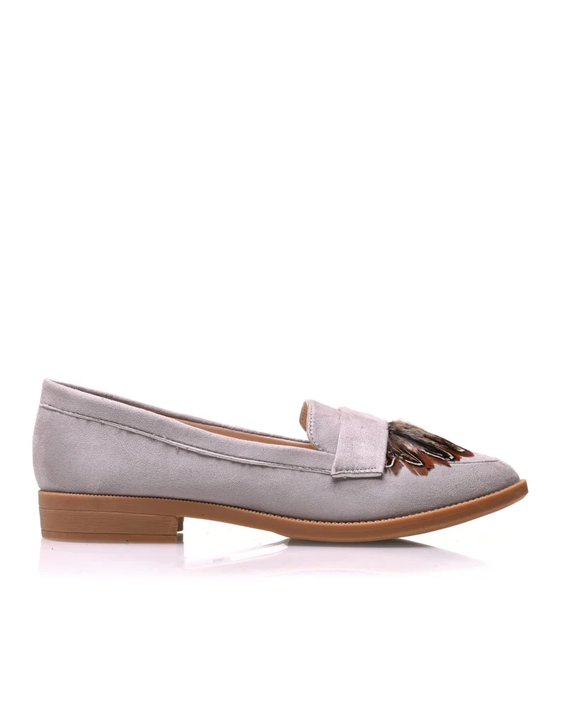 Mocassins gris en suédine