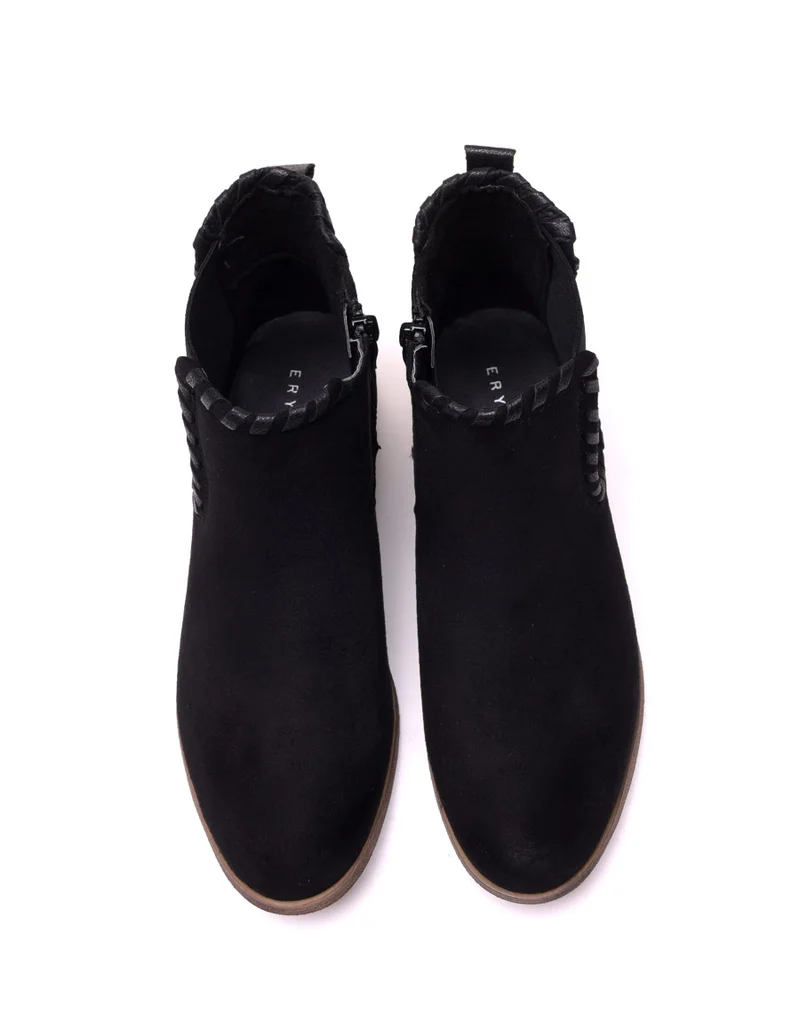 Bottines plates noires bi matières à détails