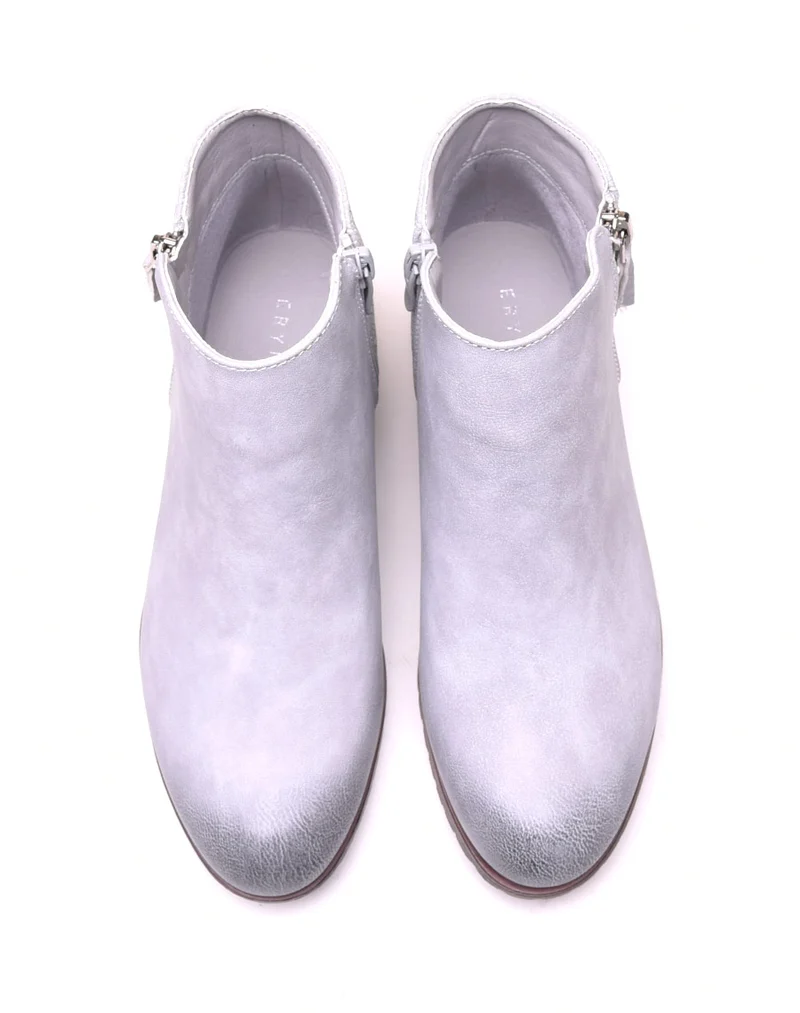 Bottines plates bi matières gris clair